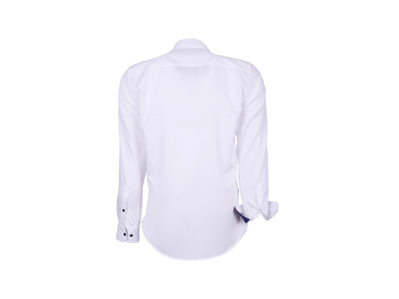 chemise blanche à revers bleu marine