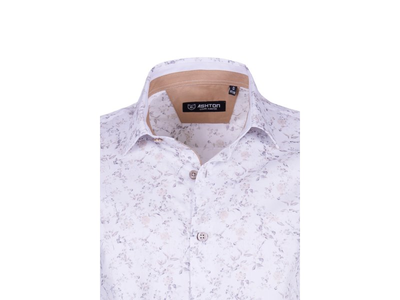 Chemise imprimé floral revers beige