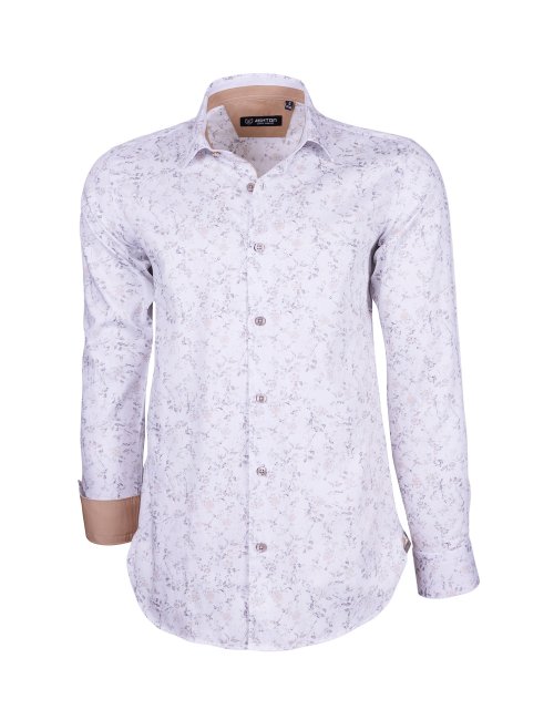 Chemise imprimé floral revers beige