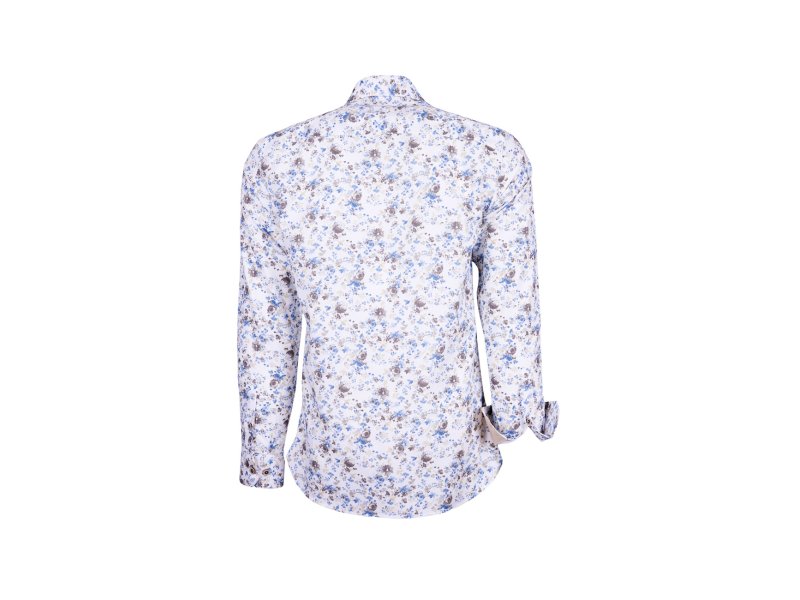 chemise imprimé floral revers beige