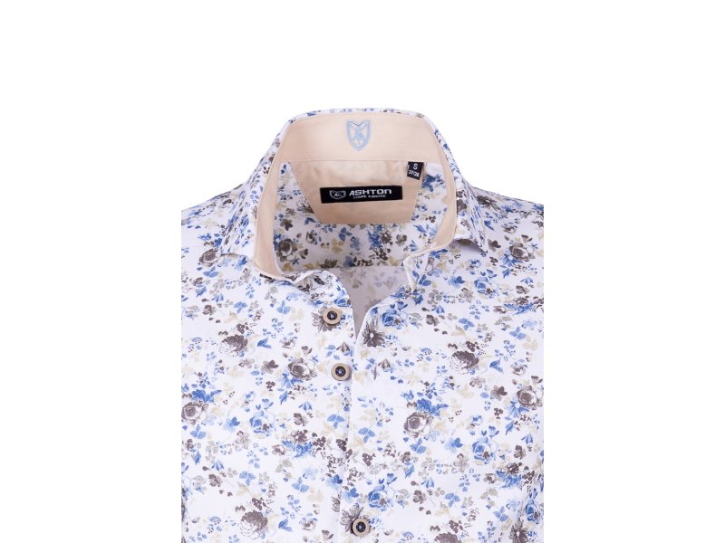 chemise imprimé floral revers beige