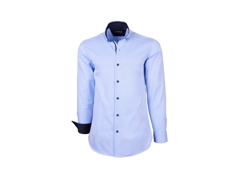 chemise bleu ciel à revers marine