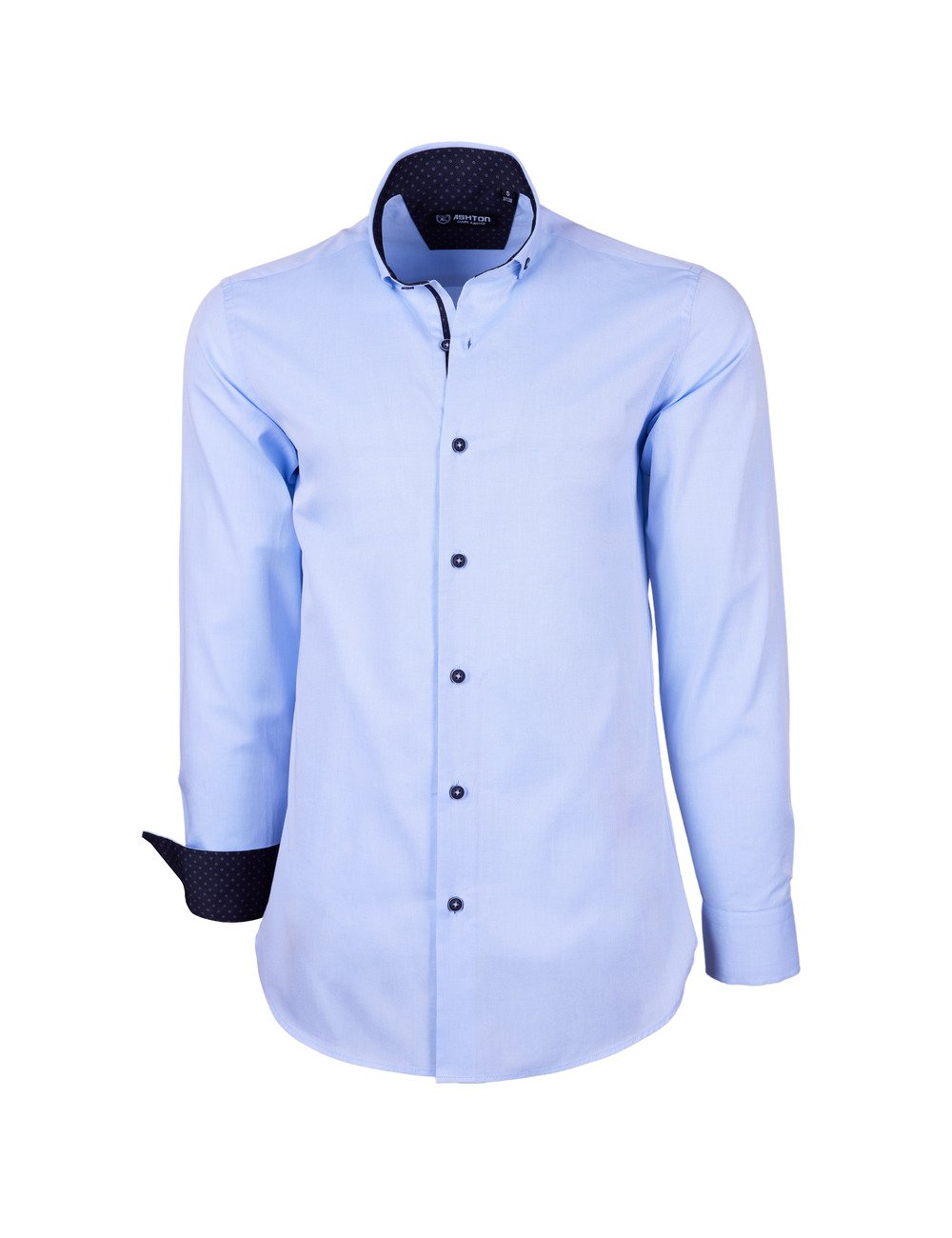 chemise bleu ciel à revers marine