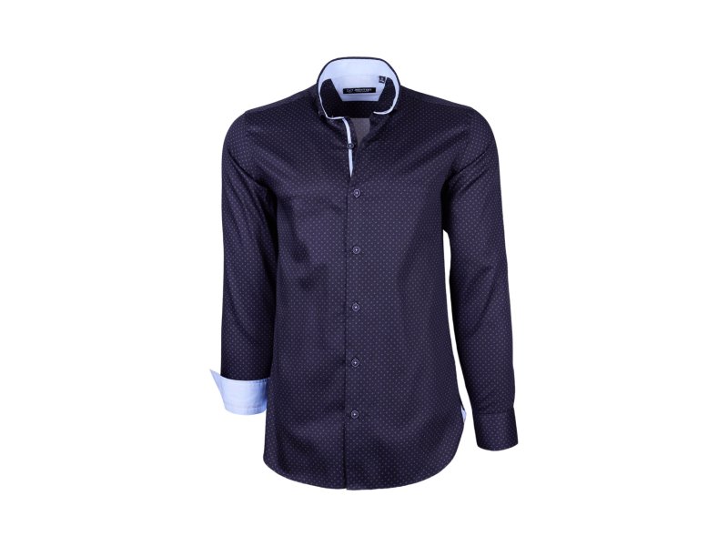 Chemise marine imprimé à revers bleu ciel