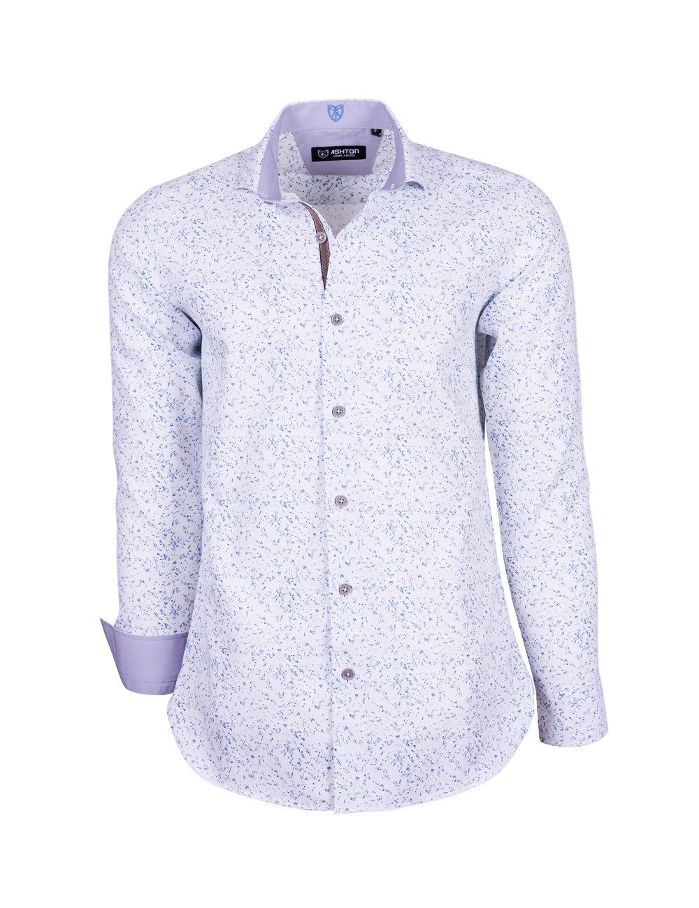 Chemise fleuri à revers violet