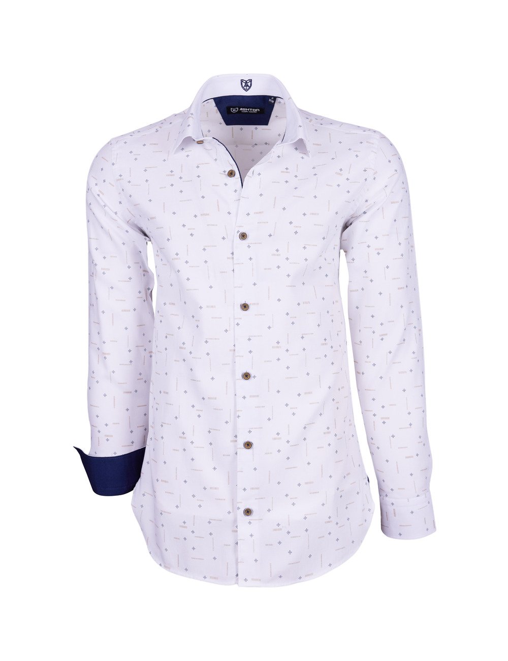 Chemise blanche col mao revers marine