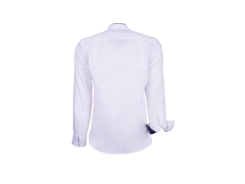 Chemise blanche col mao revers marine