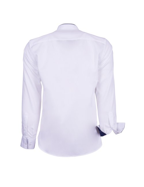 Chemise blanche col mao revers marine