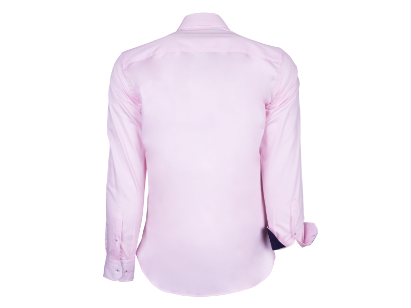 Chemise rose intérieur bleu