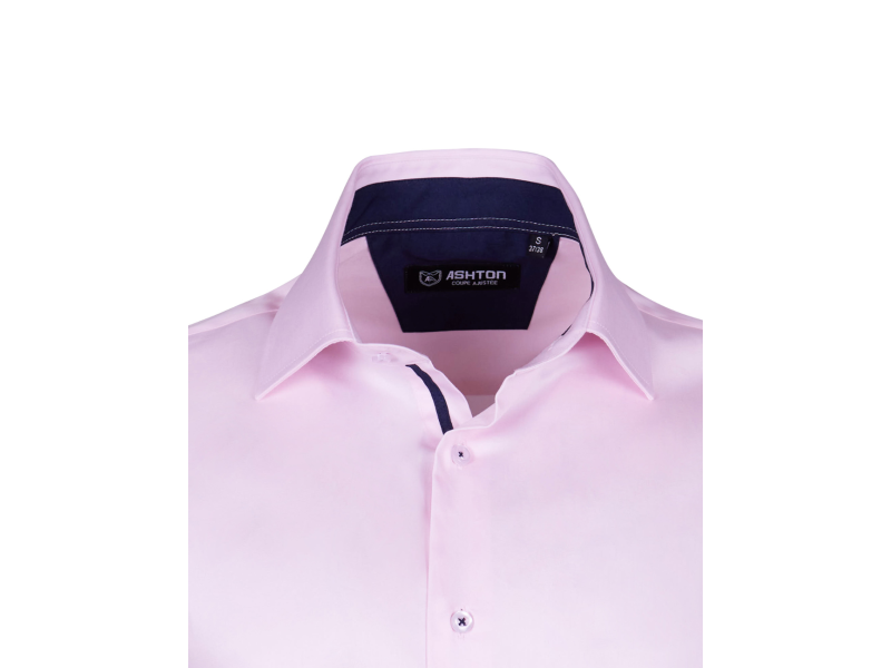 Chemise rose intérieur bleu