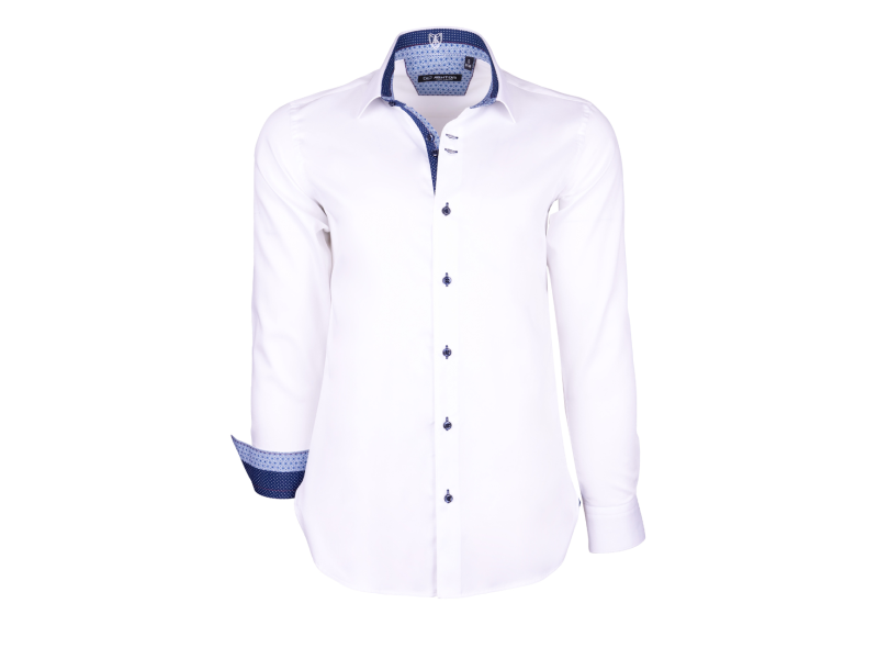 Chemise blanche imprimé intérieur bleu