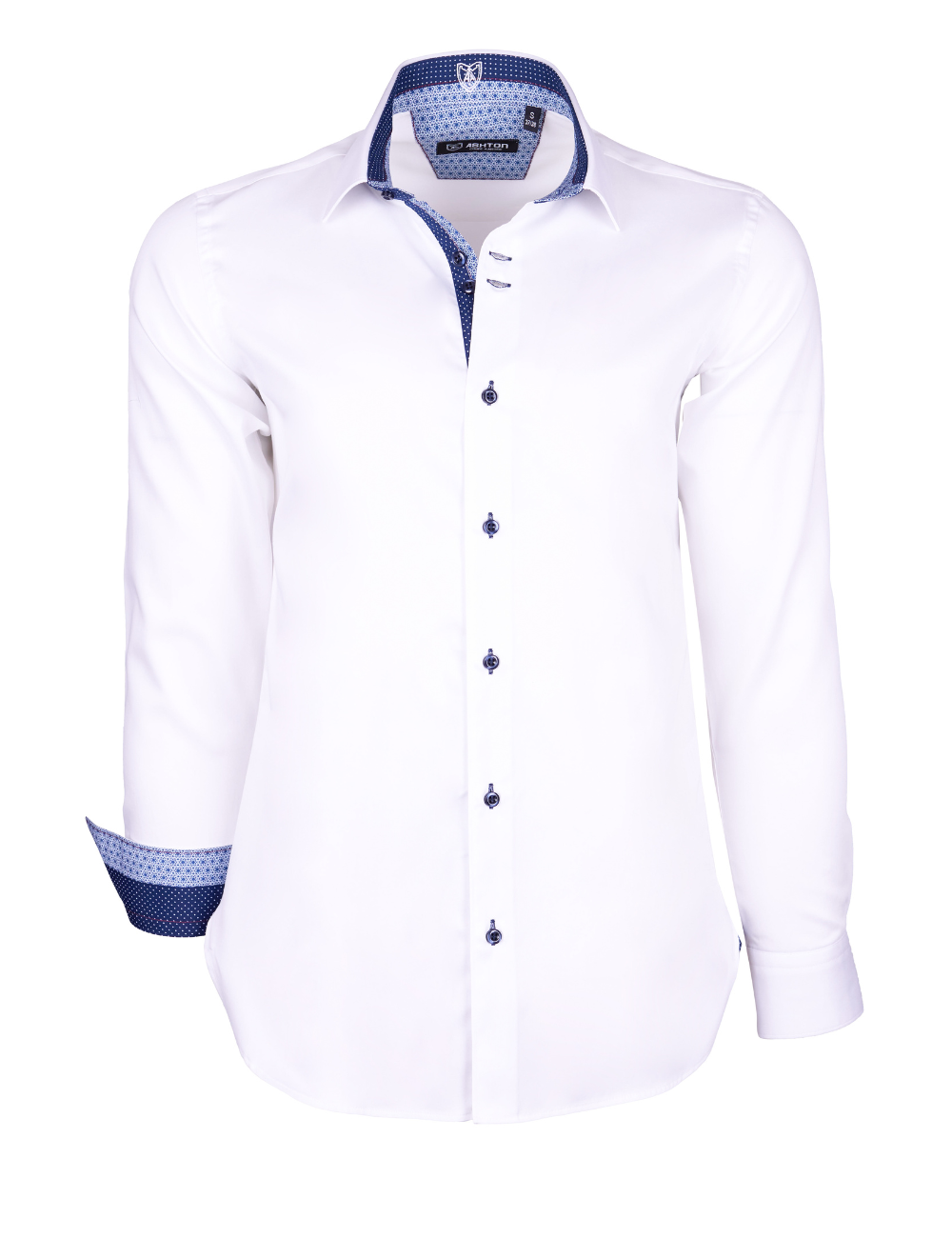 Chemise blanche imprimé intérieur bleu