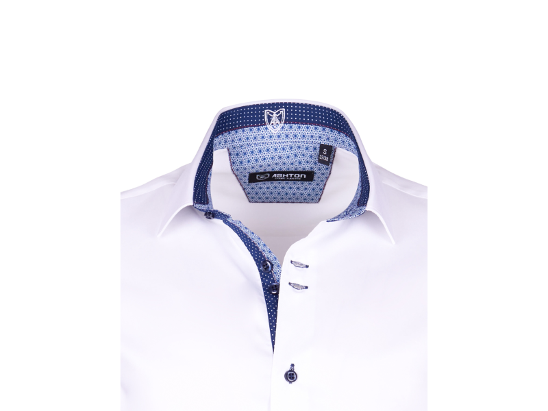 Chemise blanche imprimé intérieur bleu