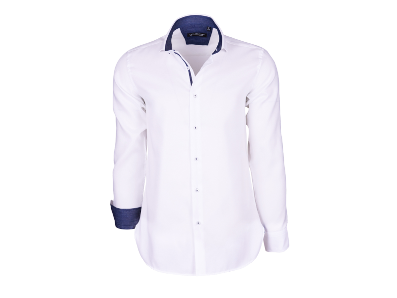 Chemise blanche coudière bleu