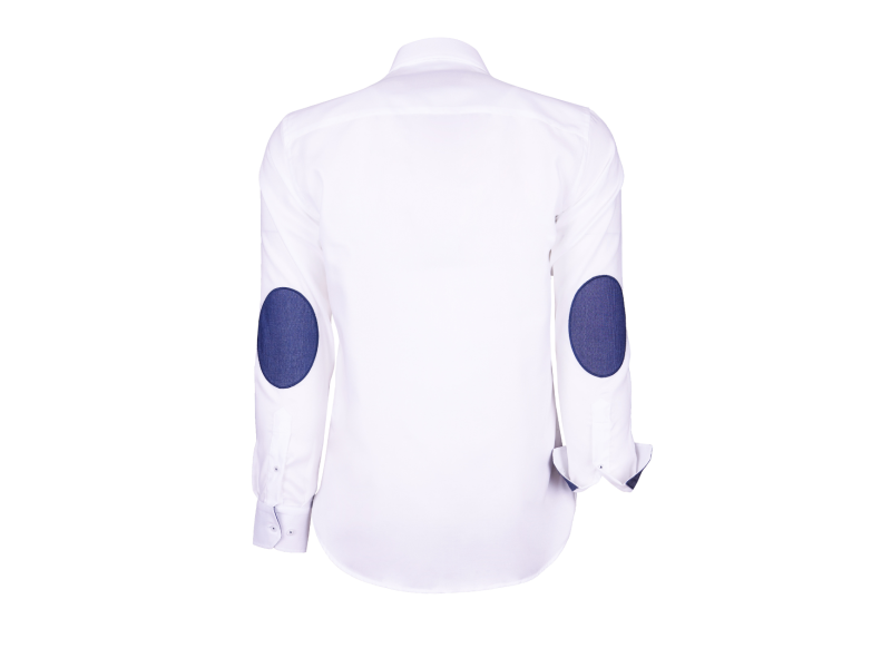 Chemise blanche coudière bleu