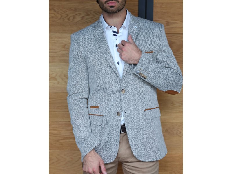 Veste blazer beige coudière cognac