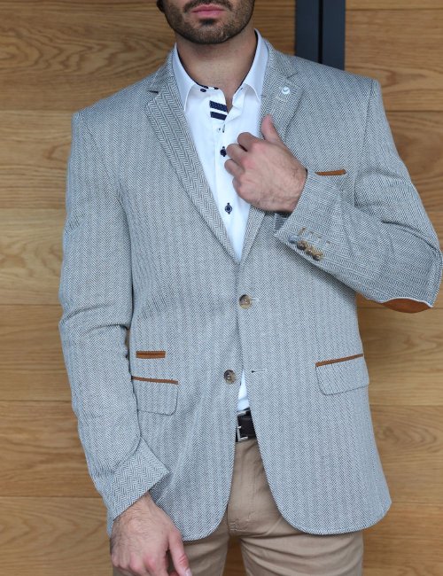 Veste blazer beige coudière cognac