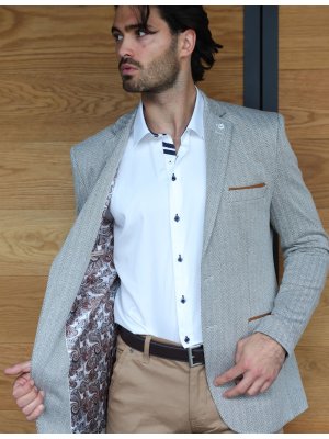 Veste blazer beige coudière cognac