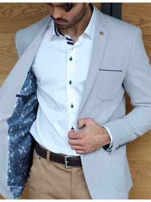 Blazer gris coudière bleu