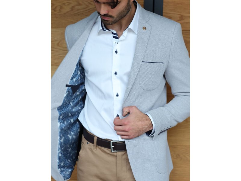 Blazer gris coudière bleu