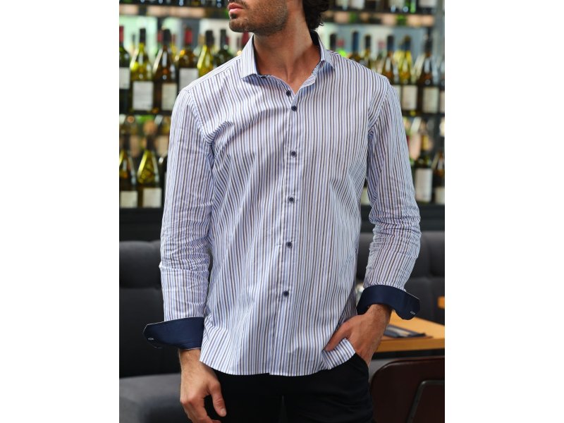 Chemise rayée bleue