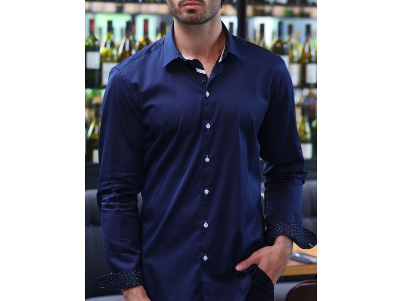 Chemise bleu mariné intérieur imprimé